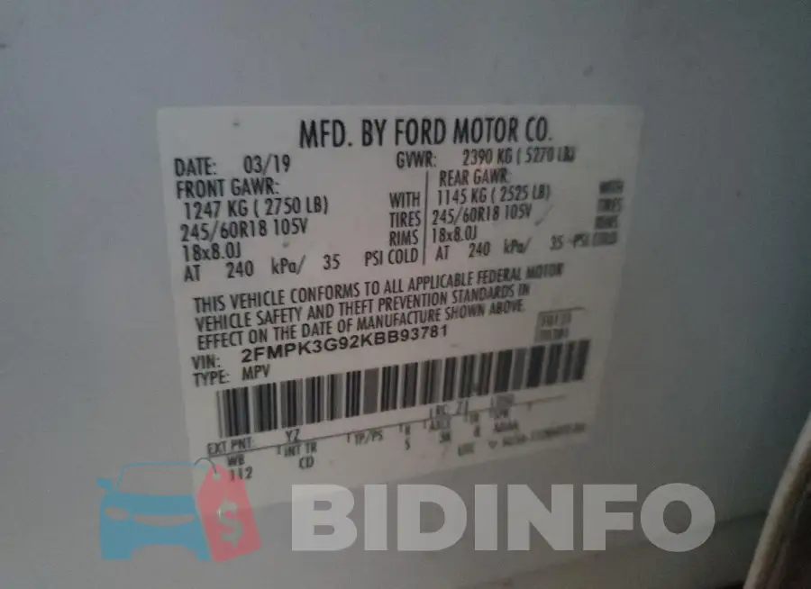 2FMPK3G92KBB93781 Photo# 13