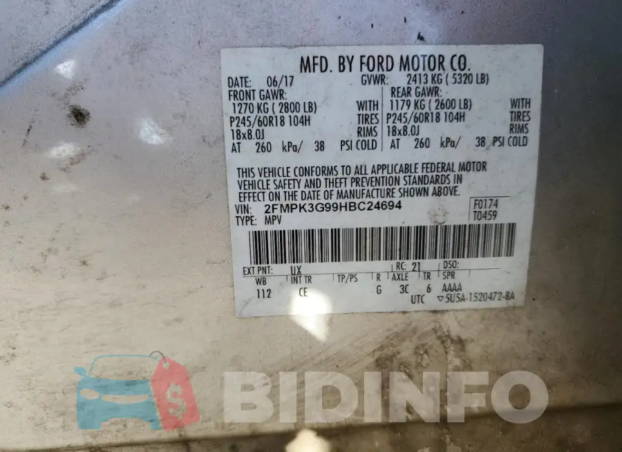 2FMPK3G99HBC24694 Photo# 13
