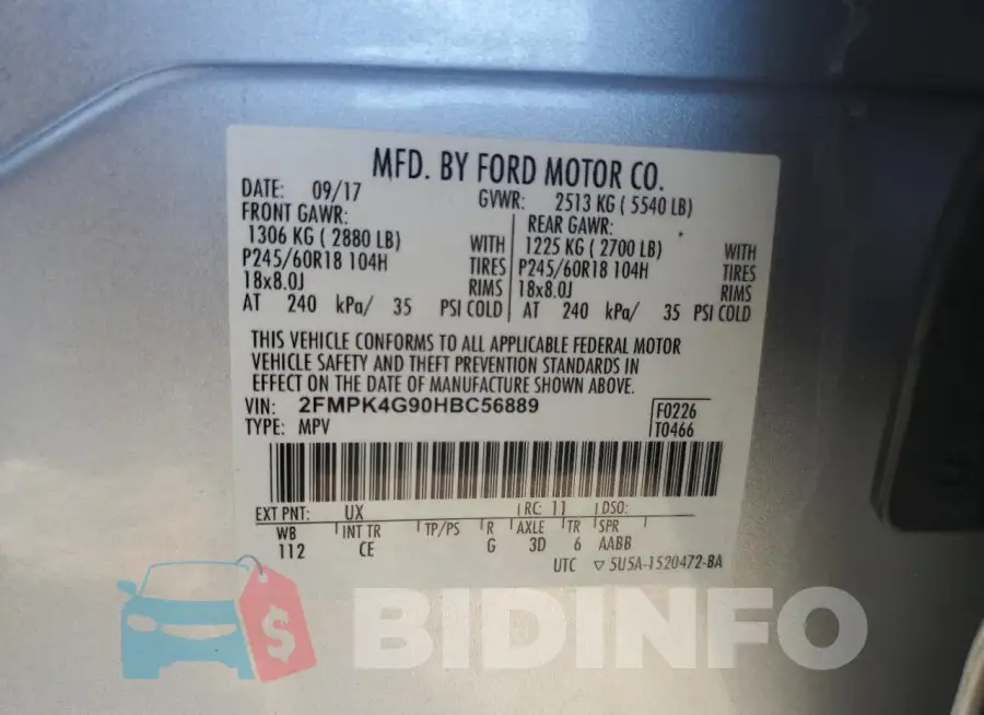 2FMPK4G90HBC56889 Photo# 13