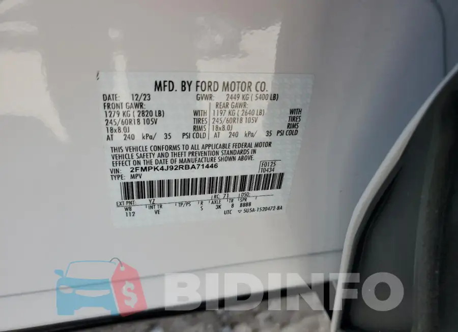 2FMPK4J92RBA71446 Photo# 14