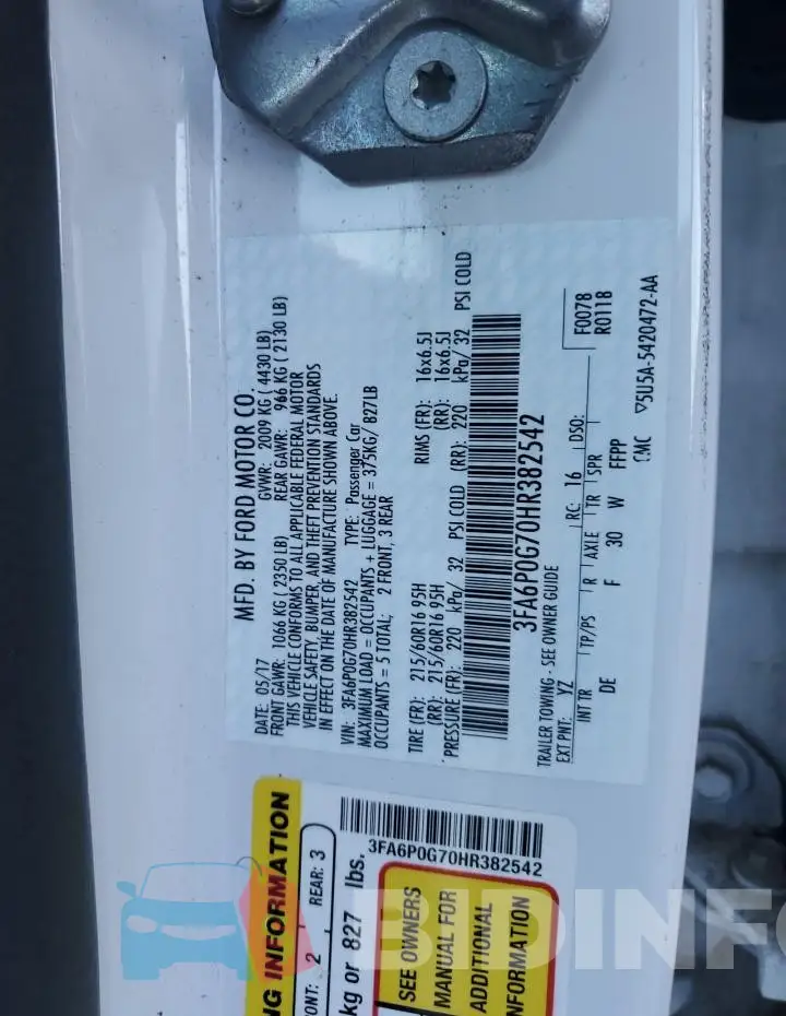 3FA6P0G70HR382542 Photo# 12
