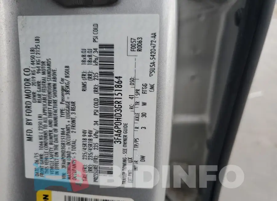 3FA6P0HD3GR151864 Photo# 12