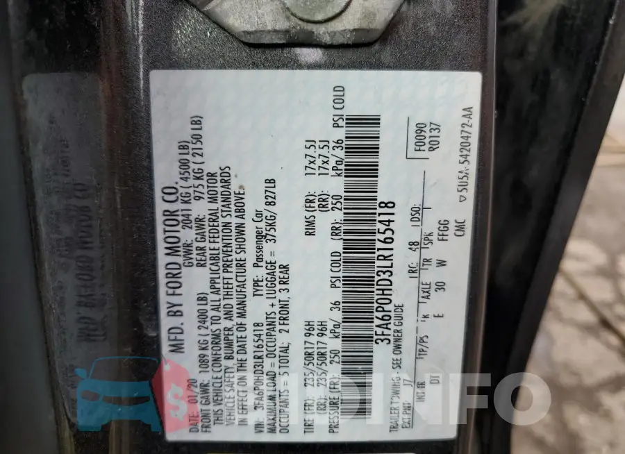 3FA6P0HD3LR165418 Photo# 12
