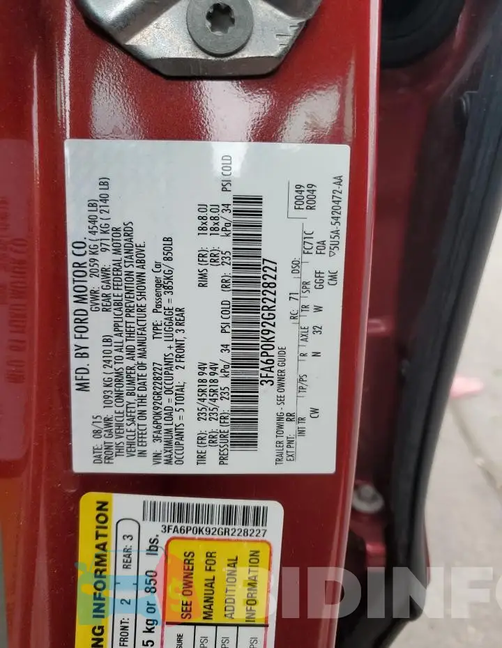 3FA6P0K92GR228227 Photo# 12