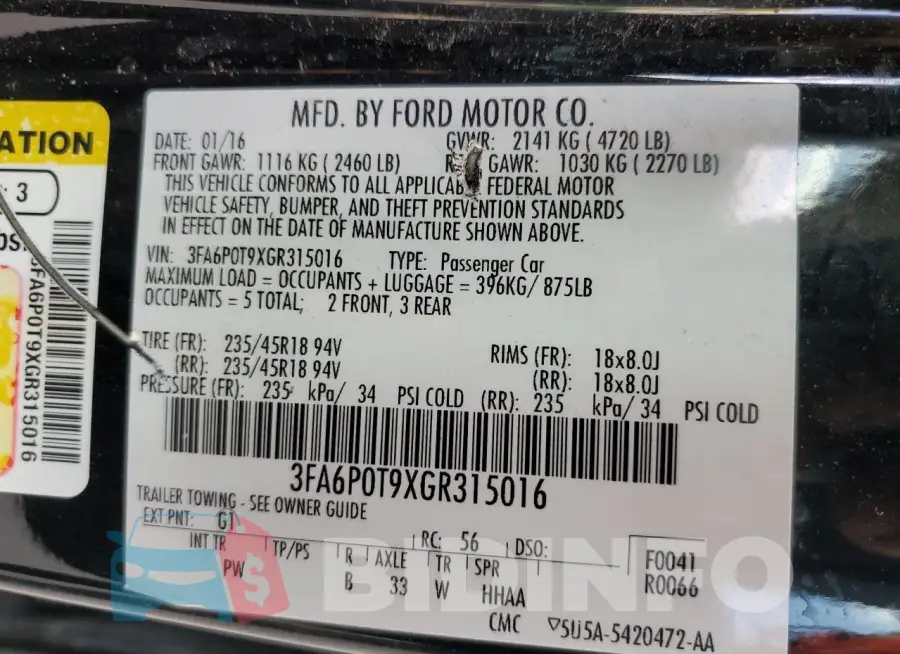 3FA6P0T9XGR315016 Photo# 13