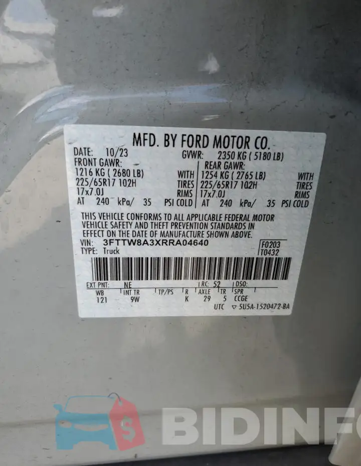3FTTW8A3XRRA04640 Photo# 12