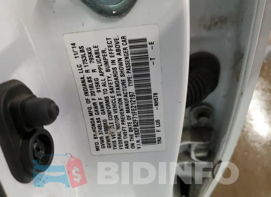 19XFB2F71FE212197 Photo# 13
