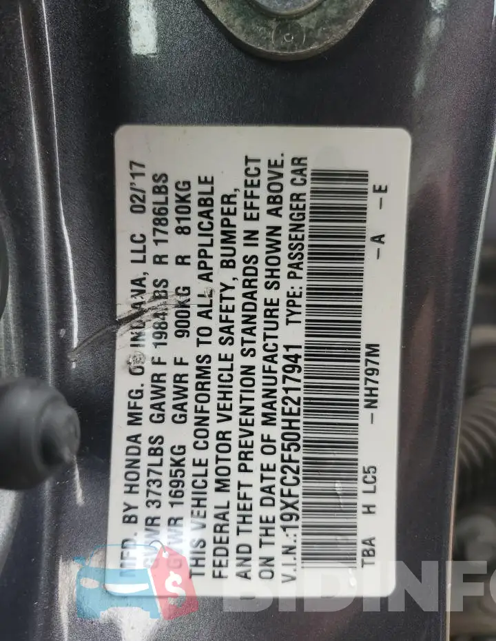 19XFC2F50HE217941 Photo# 13