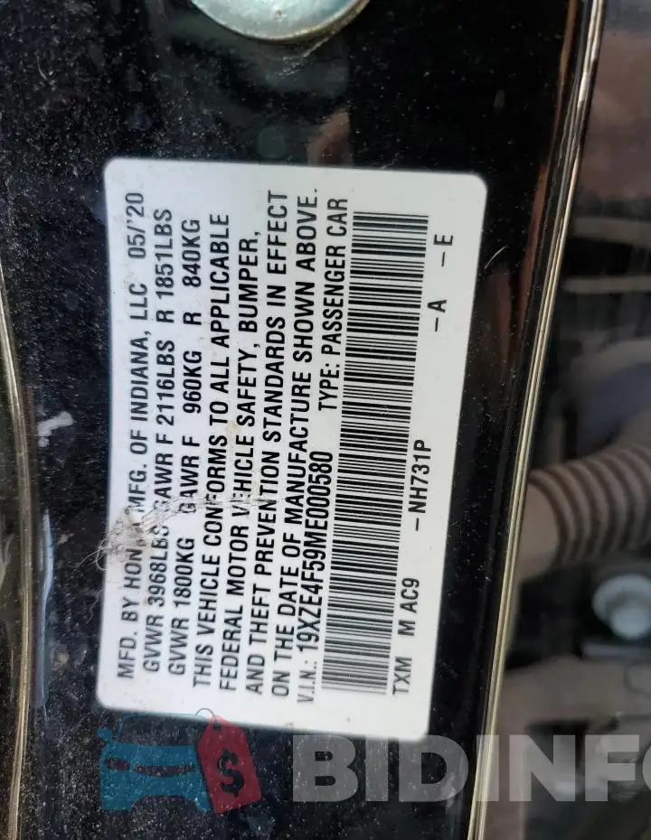 19XZE4F59ME000580 Photo# 12