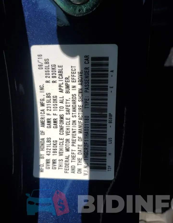 1HGCR2F11HA001180 Photo# 13