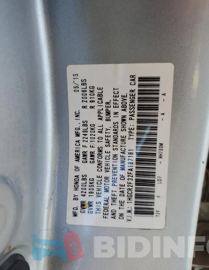 1HGCR2F32FA187181 Photo# 13