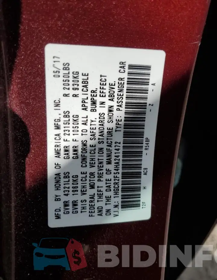 1HGCR2F54HA241472 Photo# 12