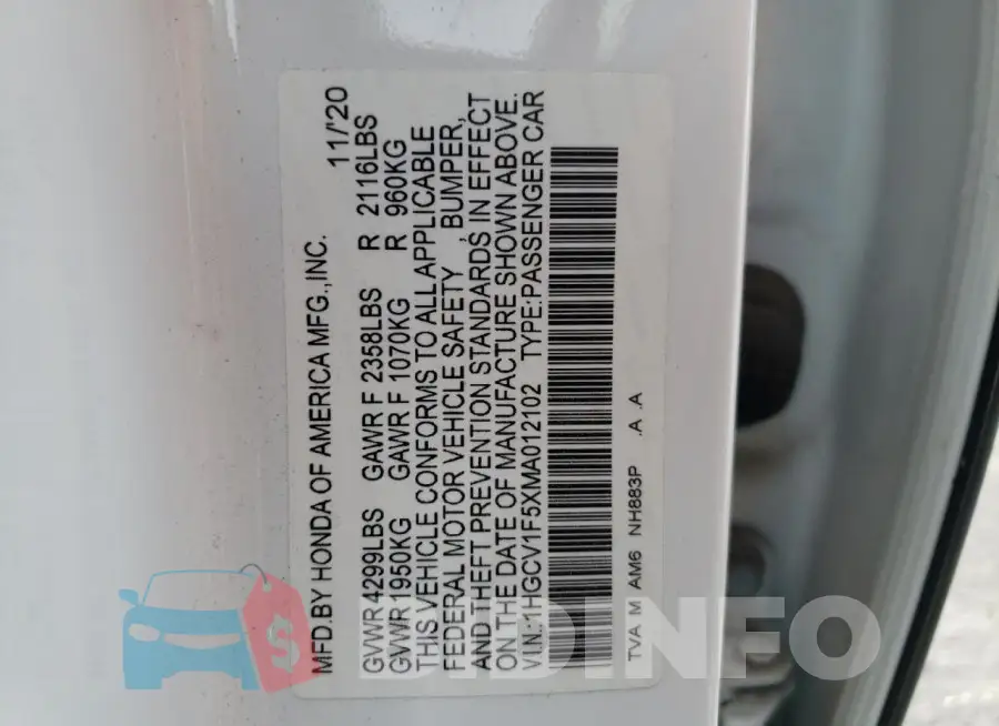 1HGCV1F5XMA012102 Photo# 12