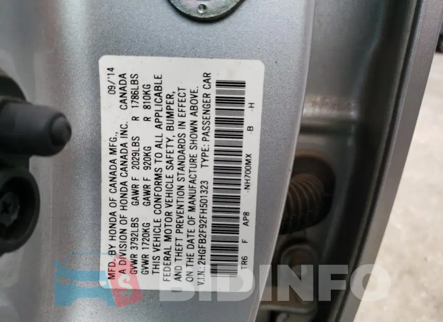2HGFB2F92FH501323 Photo# 12