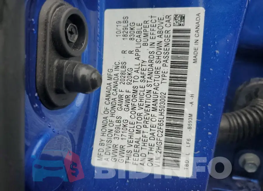 2HGFC2F65LH503002 Photo# 12