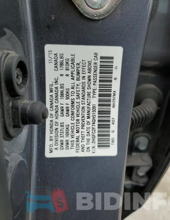 2HGFC2F74GH515091 Photo# 12