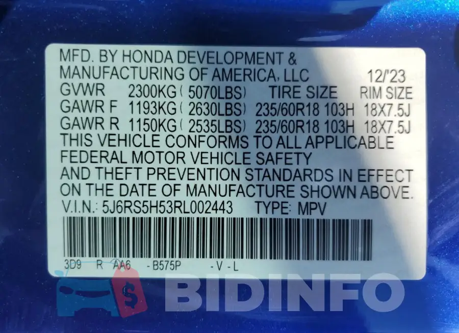 5J6RS5H53RL002443 Photo# 14