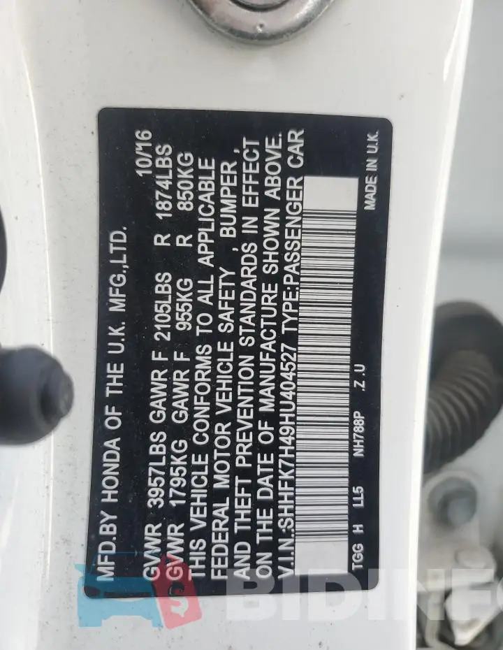 SHHFK7H49HU404527 Photo# 12