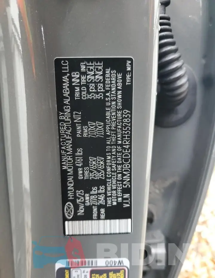 5NMJBCDE4RH352839 Photo# 14