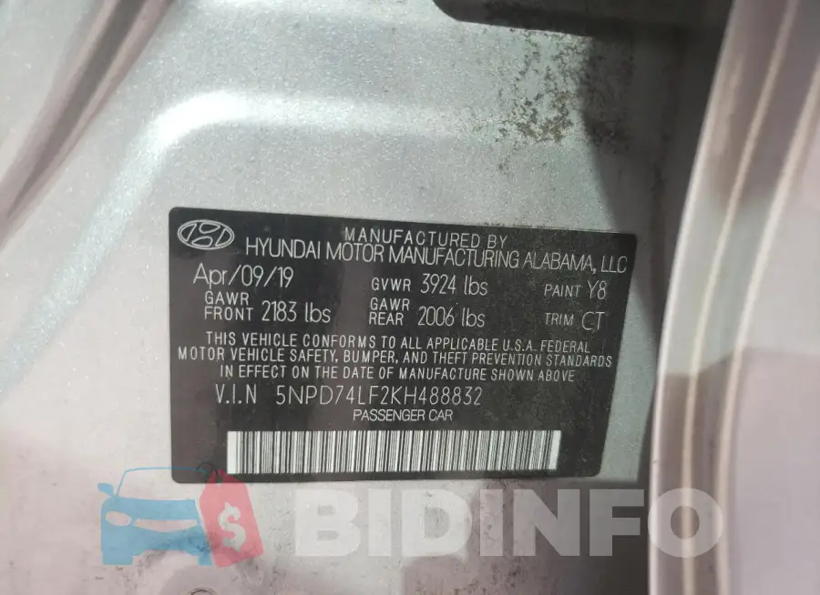 5NPD74LF2KH488832 Photo# 13