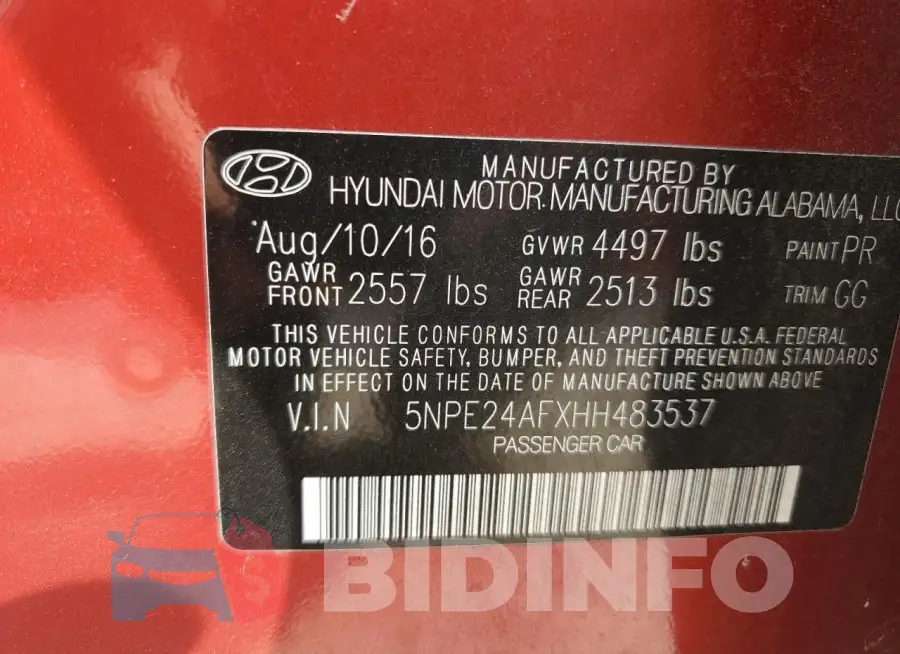 5NPE24AFXHH483537 Photo# 12