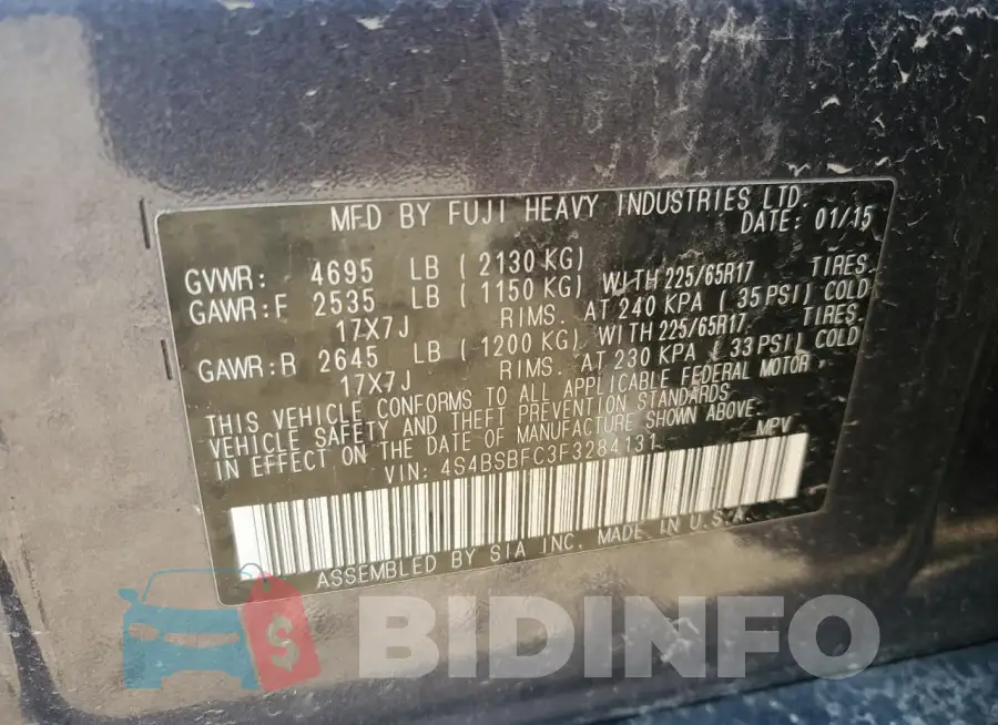 4S4BSBFC3F3284131 Photo# 12