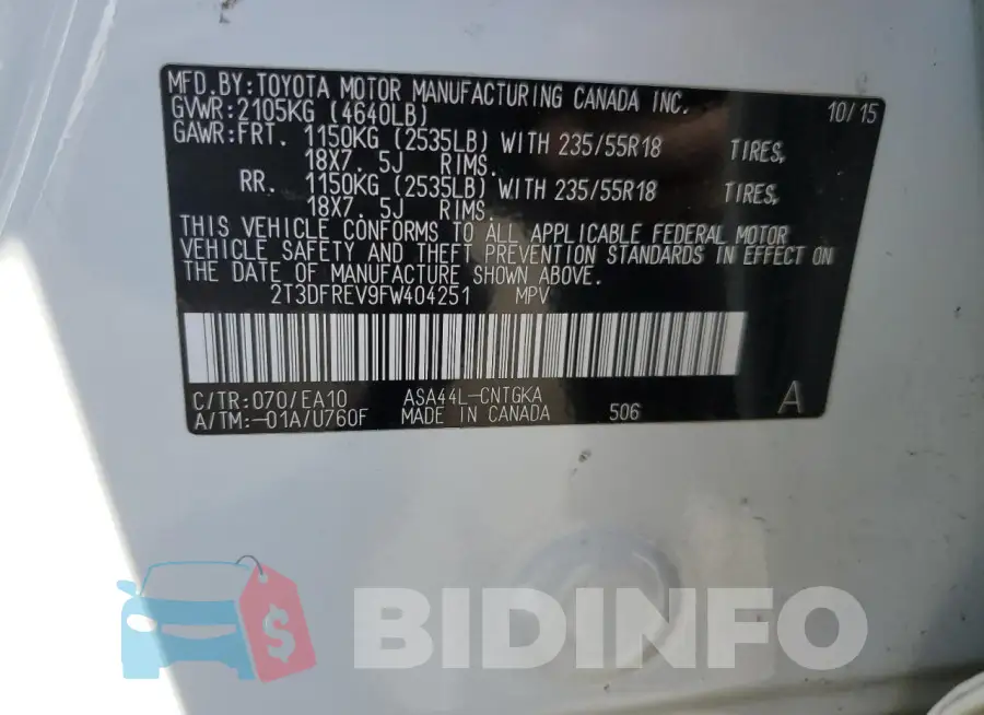 2T3DFREV9FW404251 Photo# 12