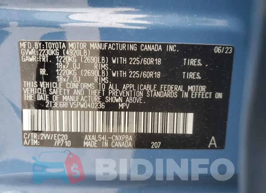 2T3E6RFV5PW040236 Photo# 13