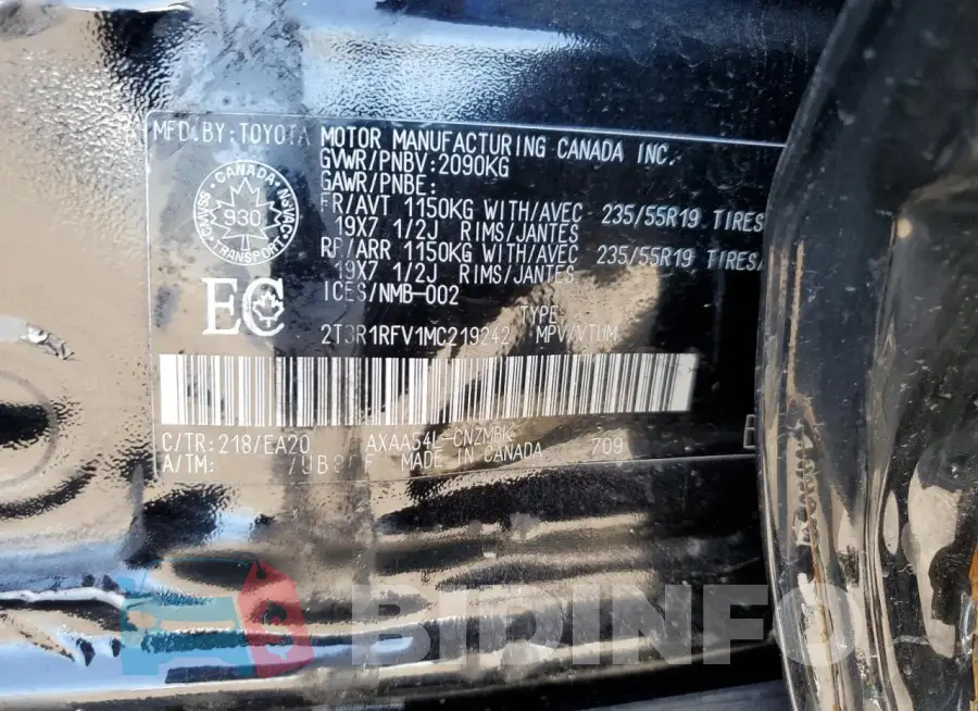 2T3R1RFV1MC219242 Photo# 14