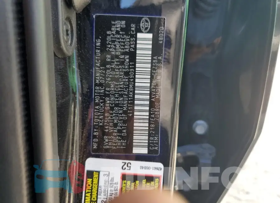 4T1T11AK8MU490911 Photo# 13