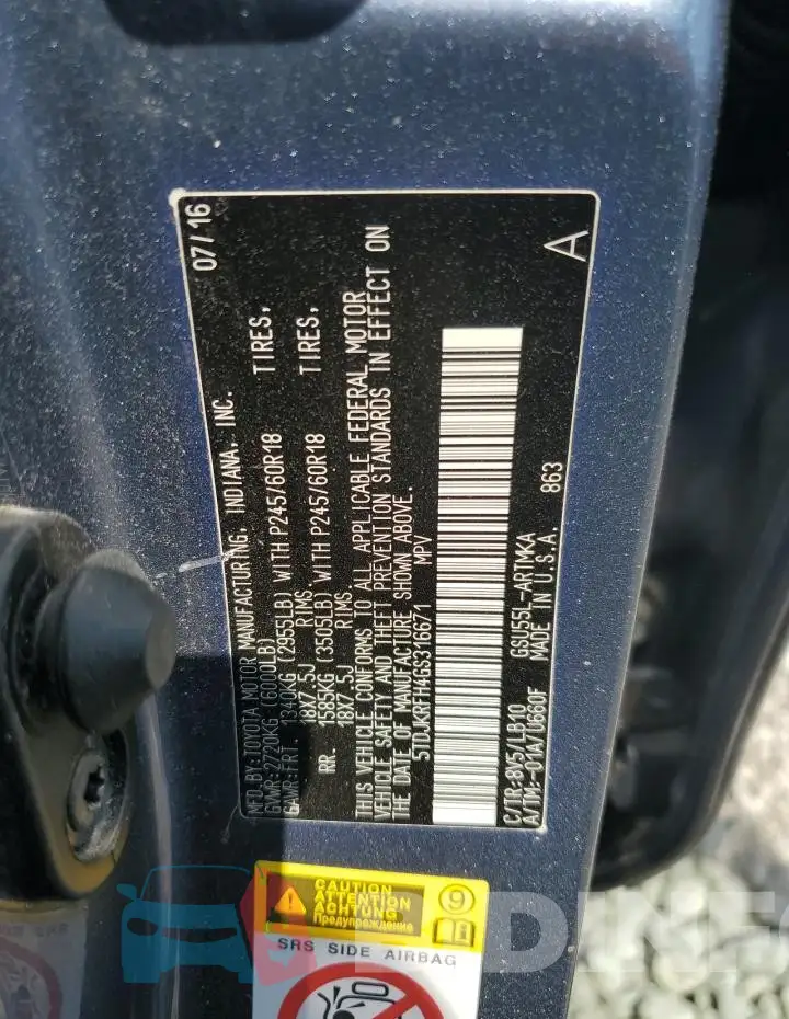 5TDJKRFH4GS316671 Photo# 13
