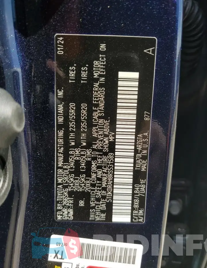 5TDKDRAH8RS531589 Photo# 14