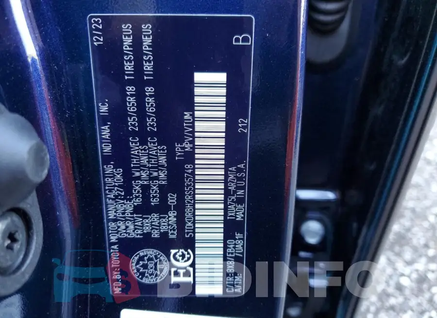 5TDKDRBH2RS535748 Photo# 13