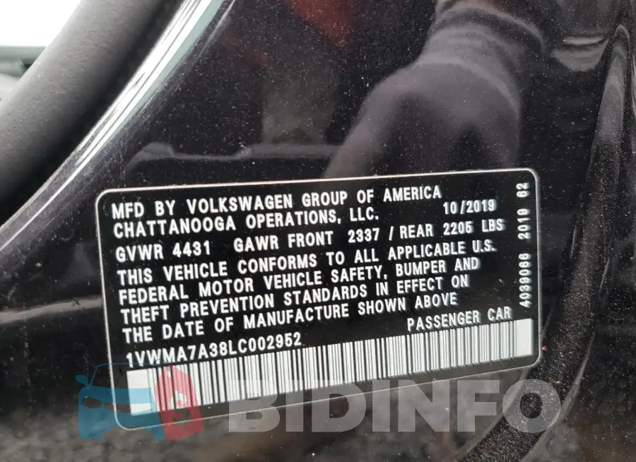 1VWMA7A38LC002952 Photo# 13