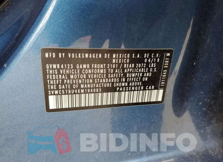3VWC57BU4KM194083 Photo# 12