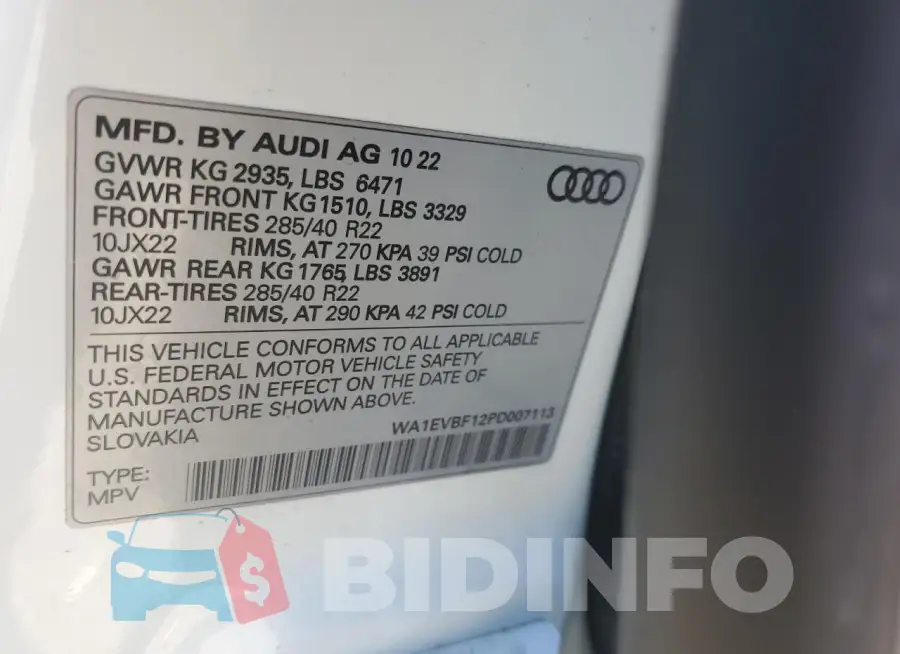 WA1EVBF12PD007113 Photo# 13