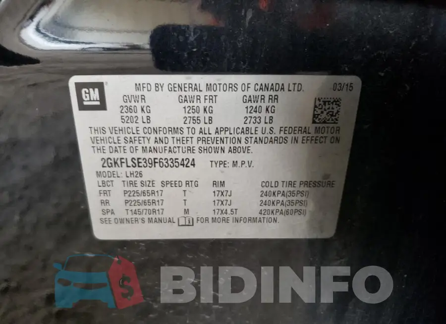 2GKFLSE39F6335424 Photo# 14