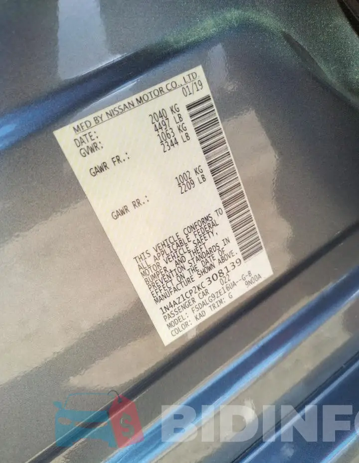 1N4AZ1CP2KC308139 Photo# 12