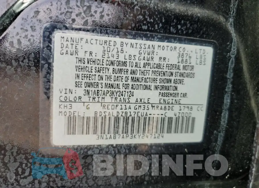 3N1AB7AP3KY247124 Photo# 12