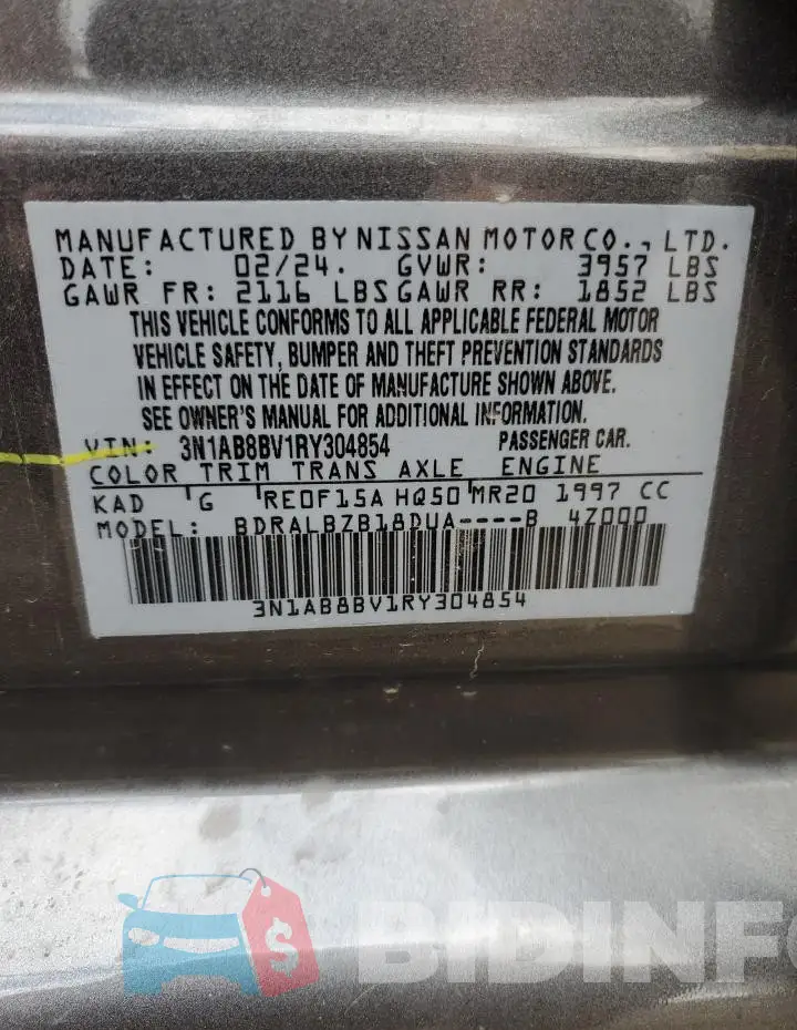 3N1AB8BV1RY304854 Photo# 12