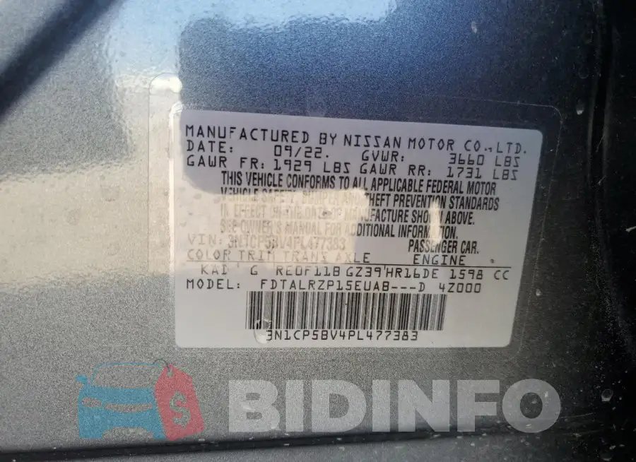 3N1CP5BV4PL477383 Photo# 14