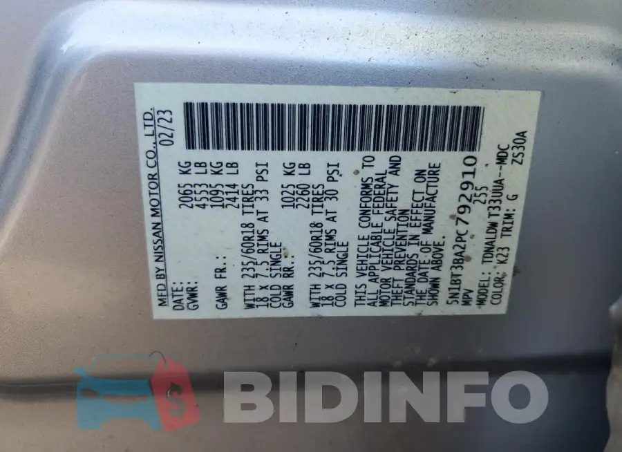 5N1BT3BA2PC792910 Photo# 14