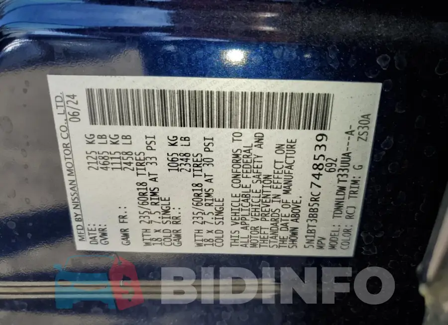 5N1BT3BB5RC748539 Photo# 13