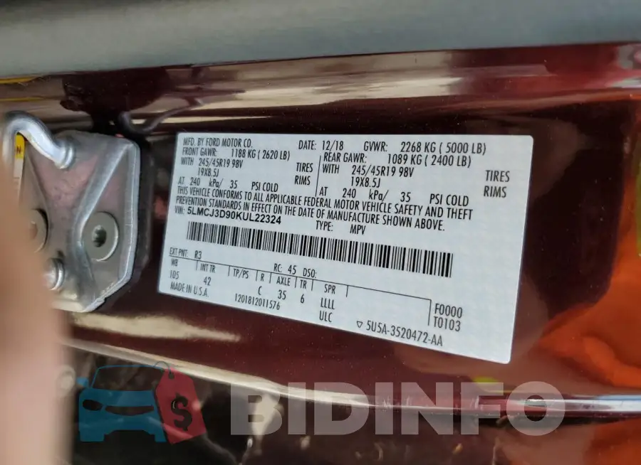 5LMCJ3D90KUL22324 Photo# 14