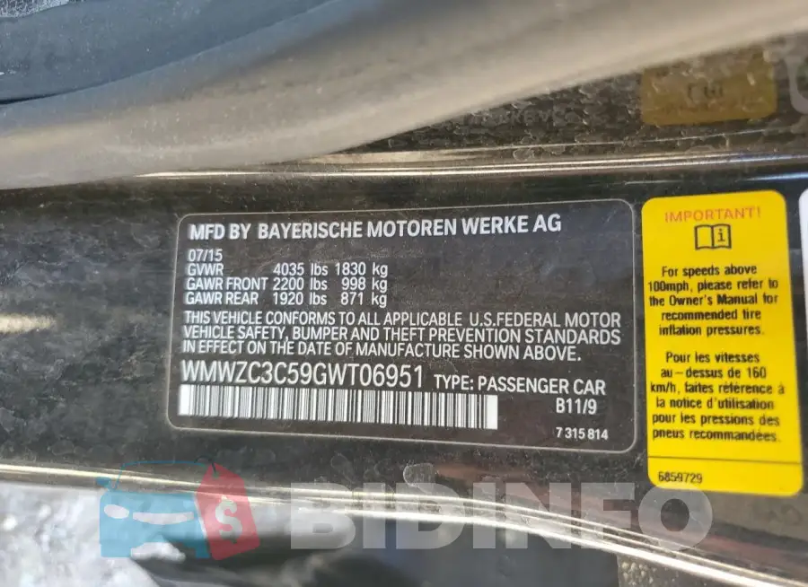WMWZC3C59GWT06951 Photo# 13