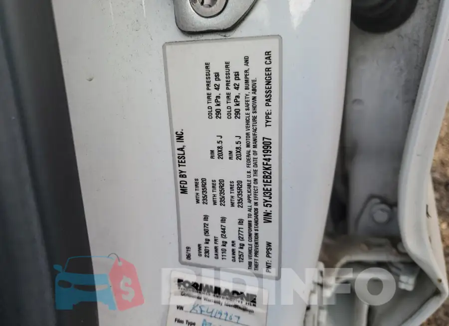 5YJ3E1EB2KF419907 Photo# 12