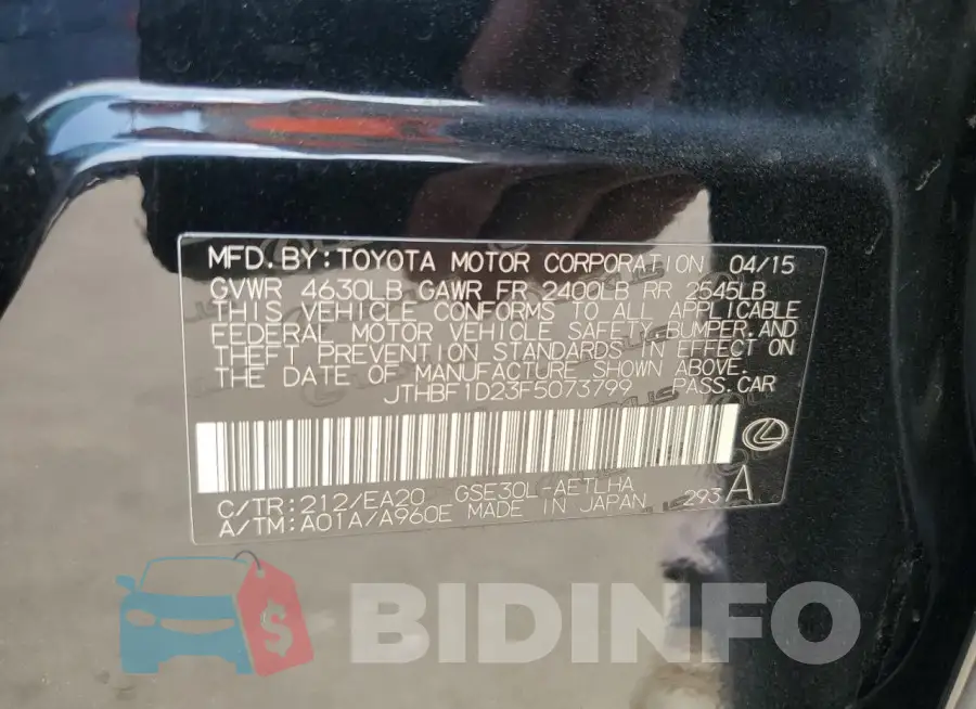 JTHBF1D23F5073799 Photo# 12