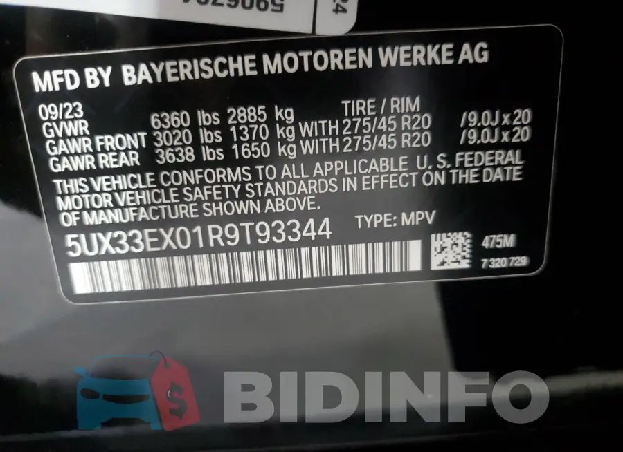 5UX33EX01R9T93344 Photo# 13