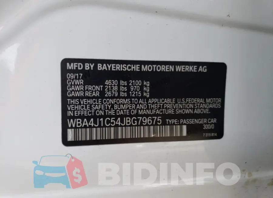 WBA4J1C54JBG79675 Photo# 13
