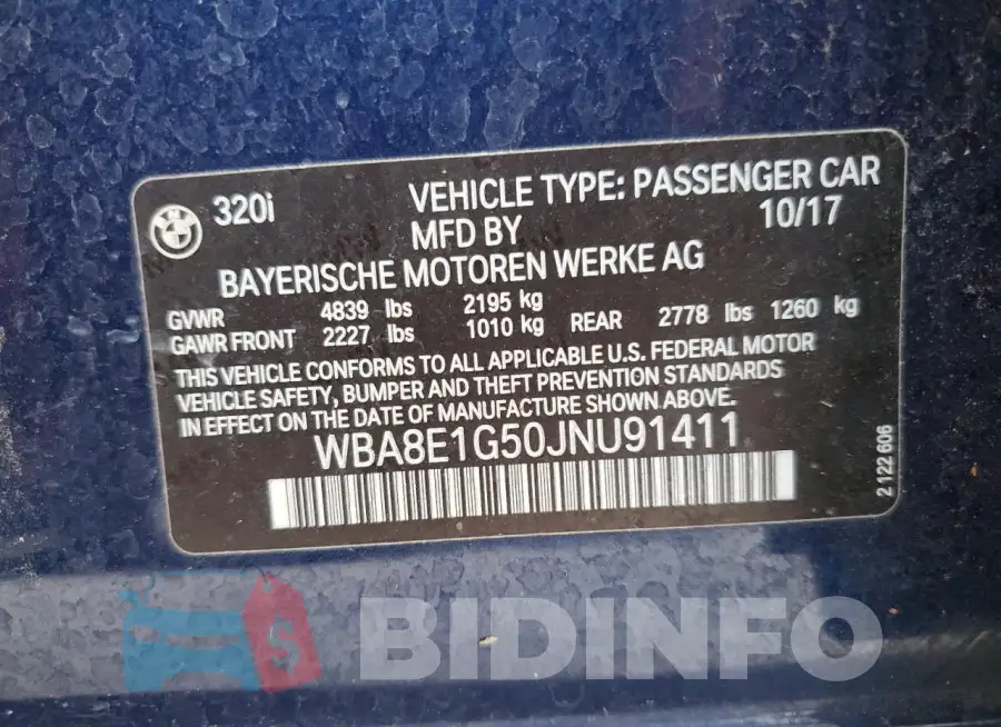 WBA8E1G50JNU91411 Photo# 13